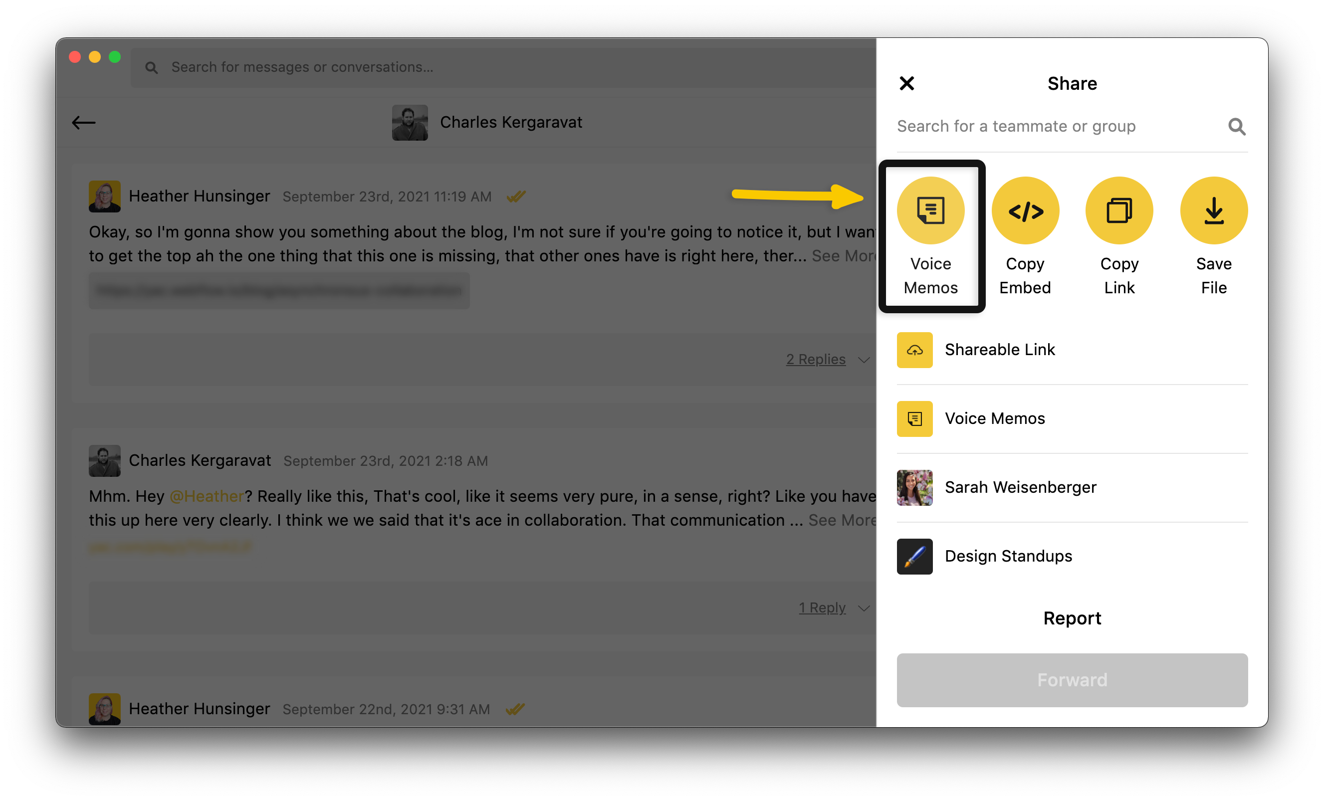 Yac Features Voice Memos